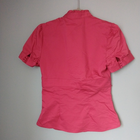 Pink Blouse with Short Cap Sleeves and Side ZIpper - Picture 5 of 5